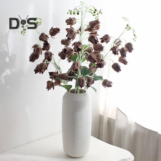 Flower 1 Branch Faux Silk Realistic Fresh Keeping Weather Resistant Flower Arrangement Fake Campanula Flower