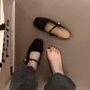 French gentle half slippers flat shoes women's bag head one pedal soft sole silver Mary Jane women's shoes temperament one word