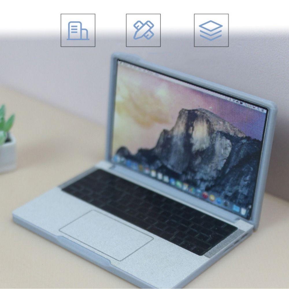 Cute Simulation Laptop Computer 1:12 Doll House DIY Accessories Dollhouse Miniature Alloy Crafts