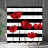 Shower Curtain Waterproof and Mildew-proof Digital Printing Horizontal Strip Plant Flower Printing Shower Curtain Partition Curtain Free Punching