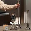 Modern Minimalist Silver Candle Holder, Geometric Table Centerpiece for Luxury Home Decor, Wedding & Dining Room Ornament