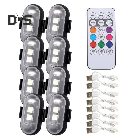 LED Strobe Light with Remote Control Rechargeable Colored Work Light 7 Colors + White Long-lasting Battery Multiple Lighting Modes Anti-Collision LED