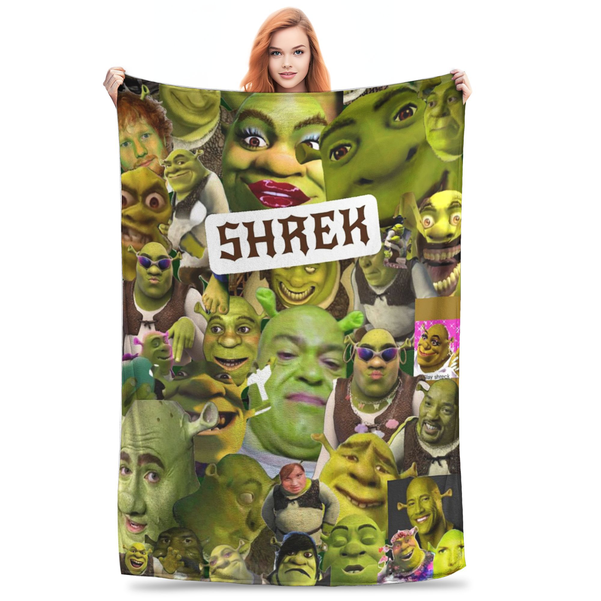 Pandara Jewelry Unisex Flannel Throw Blanket Stylish S-Shreks Warm Plush Blankets Soft Bedding For Bed Living Room Home Picnic Couch
