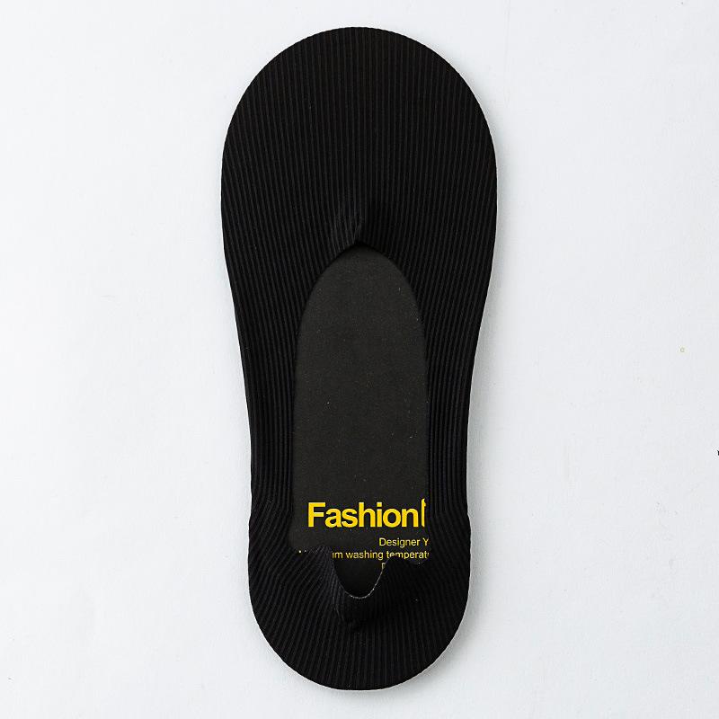 Men Vertical Stripe Ice Silk No Show Socks, Arbitrary Cut Non Slip Silicone Invisible Low Cut Cotton Sole Breathable Liner Socks