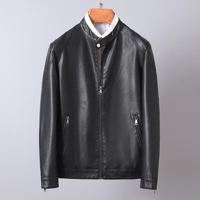 Leather Men's Casual Jacket Spring and Autumn Korean Style Trendy Loose Green Slim Parka Motorcycle Jacket Men's Clothing