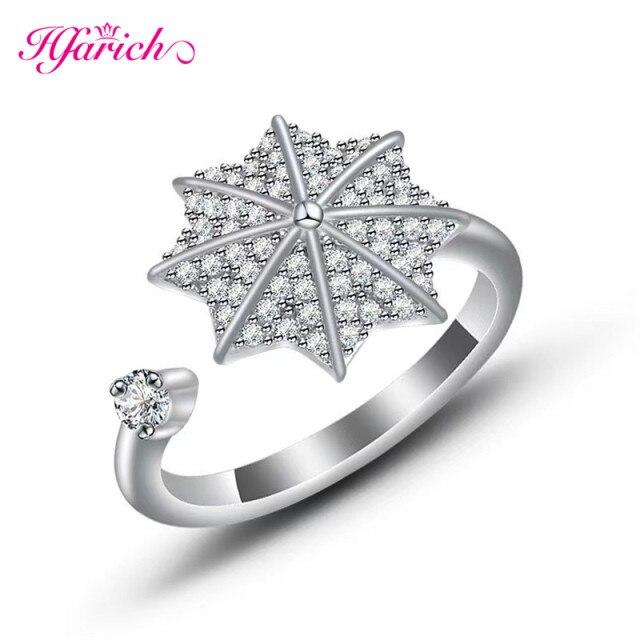 Hfarich Blue Crystal Butterfly Ring Rotate Freely Anti Stress Anxiety Ring For Women Girl Wedding Jewelry Engagement Gifts