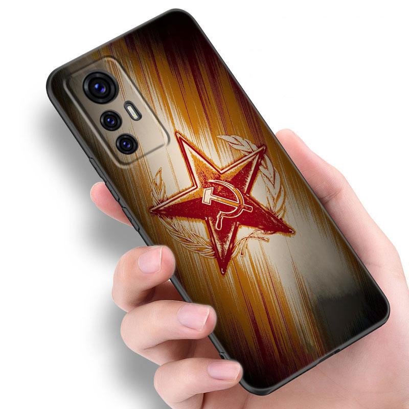 The USSR Flag Symbol Black Silicone Phone Case For Xiaomi Mi 9 SE 8 10T 11 12 13 Lite 9T 11T 12S 12T 13T 14 Pro 5G NE 11i 12X