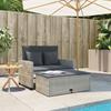 Vidaxl Garden Sofa With Cushions, 2-Seater, Light Grey, Poly Rattan