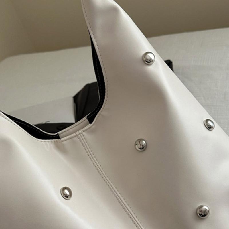 Crescents Shoulder Bags for Women Cute Hoboes Toted Handbag Under the Arm Purses Punk Rivet Clutches Purse with Buckles