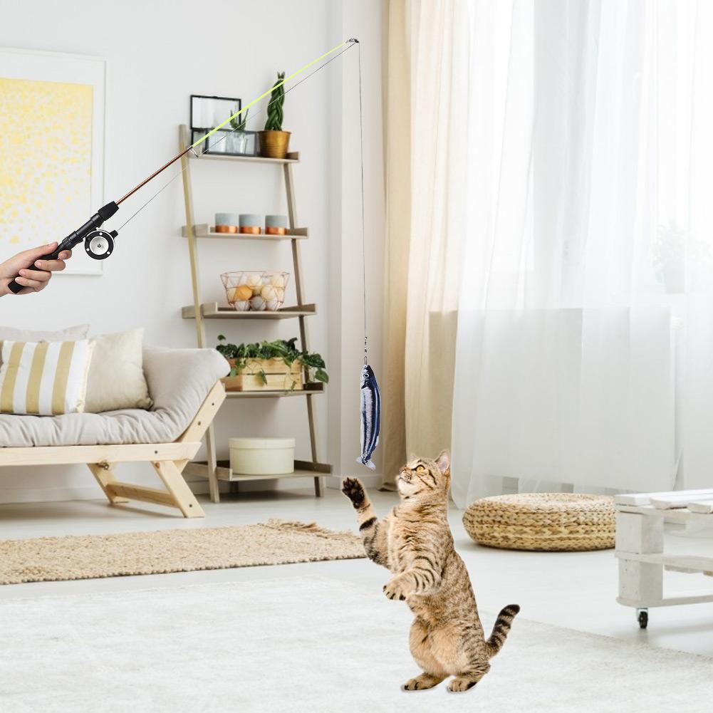 Plastic Simulation Telescopic Pet Cat Funny Teaser Dangler Rod Stick with Catnip Interactive Training Toy