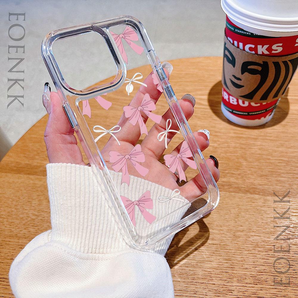 Cute Pink Bow Phone Case For iPhone 15 Case iPhone 11 13 12 14 Pro 15 16 Pro Max XR XS X 7 8 Plus Shockproof Soft Bowknot Cover