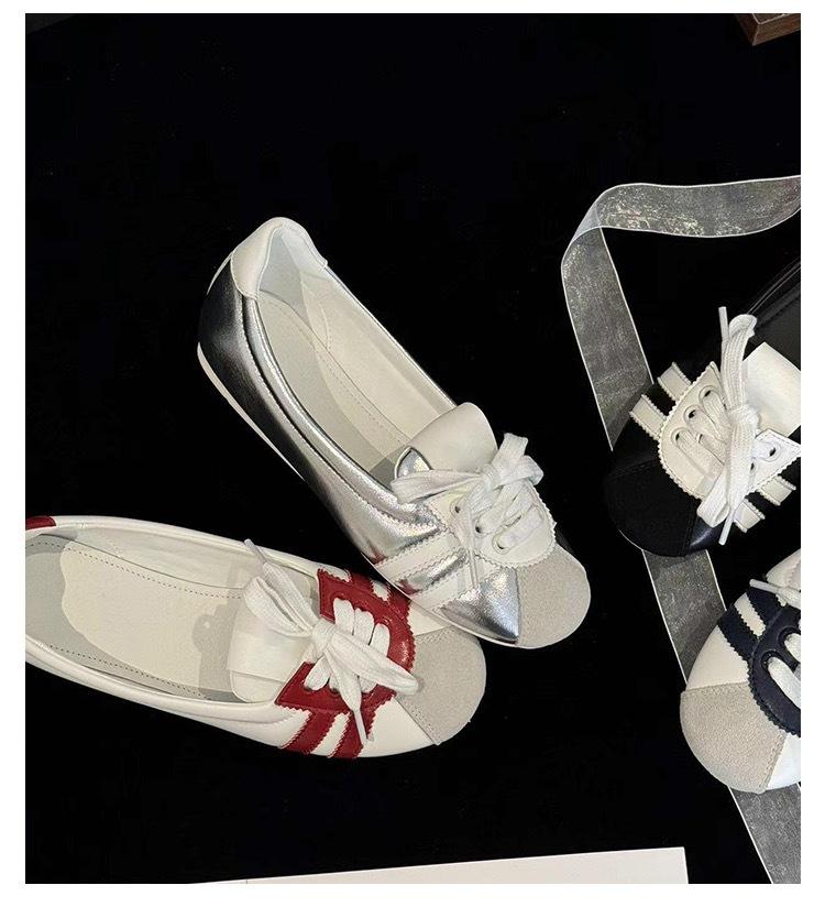French Gentle Ballet Sneakers Women's Flat Bottom 2025 Summer New Series Breathable Little White Shoes One Pedal Board Shoes