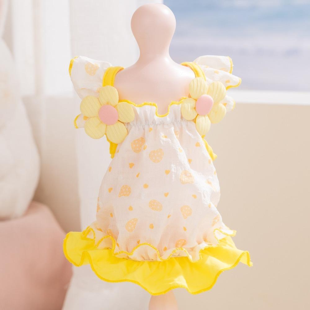 3D Floral Puppy Summer Dress Breathable Pet Harness Skirt Pet Clothes  Spring/Summer XS жёлтый