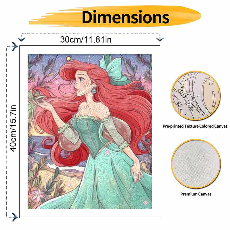 Disney digital oil painting Ariel princess painting art handmade diy gift home decoration