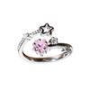 Sweet Pink Zircon Water Drop Star Opening Ring Small Fresh Light Luxury High Sense Simple Niche Ring