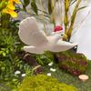 Peaceful White Flying Pigeon Ornament Resin Lifelike Hanging Bird Decoration for