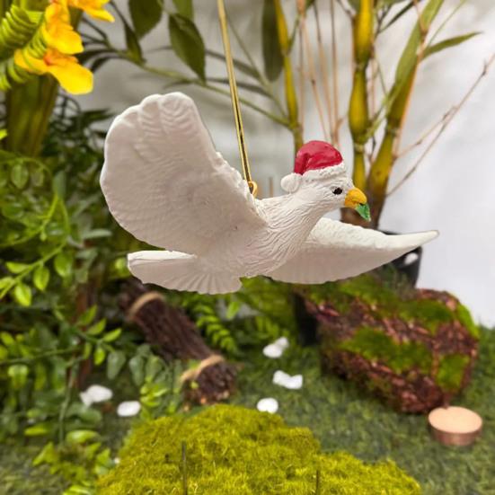 Peaceful White Flying Pigeon Ornament Resin Lifelike Hanging Bird Decoration for Christmas Tree Holiday Home Decor