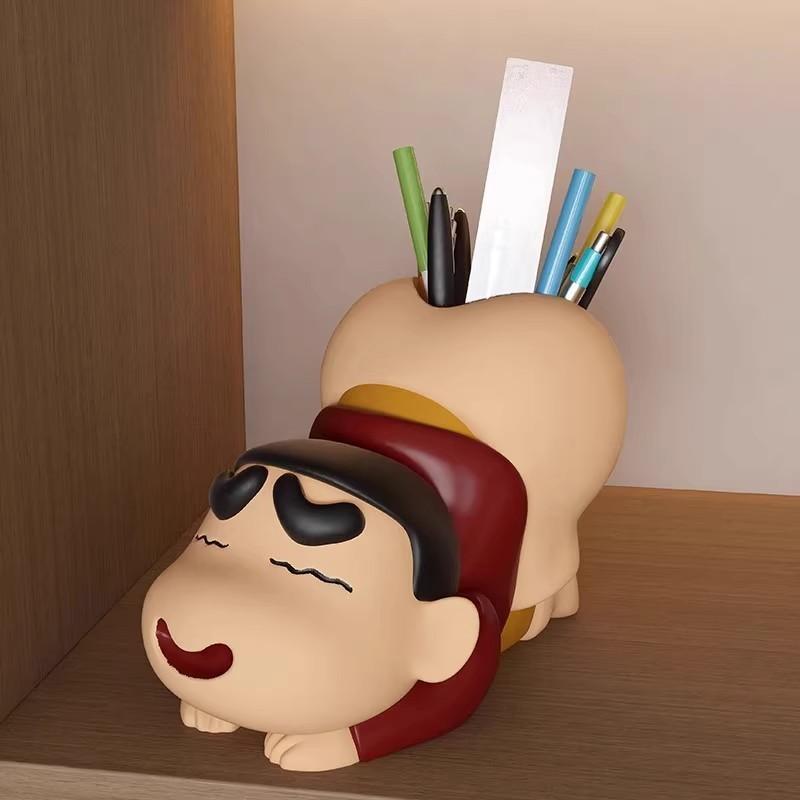 Cartoon Crayon Shinchan Resin Desk Organizer With Multifunctional Storage For Students And Office Use