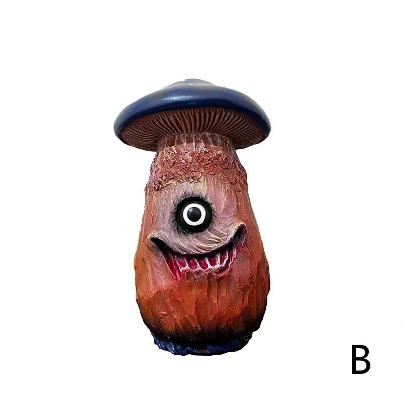 Creative New Halloween Skull Mushroom Sculpture Monster Resin Crafts Funny Home Garden Decorations Office Desktop Miniatures