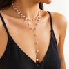 Fashionable Double-layer Pearl Tassel Pendant Necklace, Elegant Women's Wedding Banquet Holiday Gift, Gorgeous Jewelry