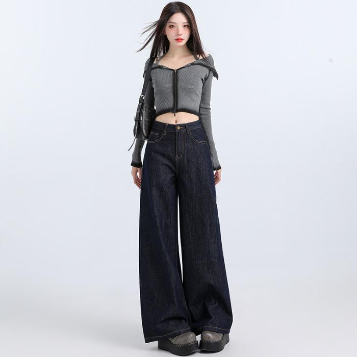 

Женские осенние милые и классные джинсы Angela Straight Mopping Floor To Make Her Look Slim Wide Leg Jeans for Women 2XL