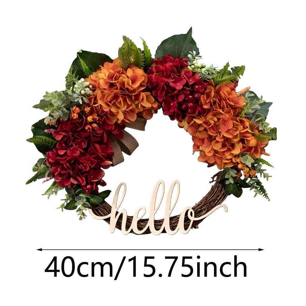 Fall Wreath for Front Door Hydrangea Wreath Autumn Wreath Hello Werath for Outdoor Window Christmas Wreaths for Wall
