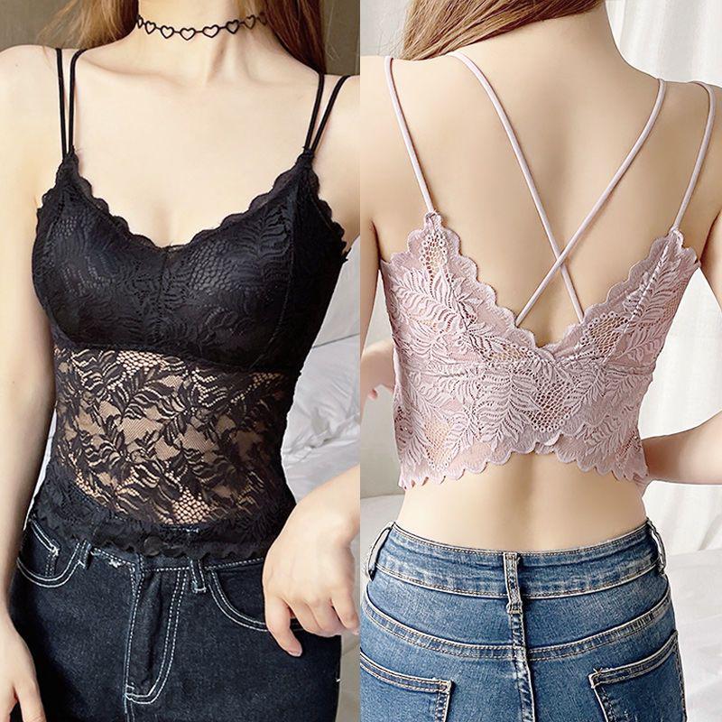 Soutien-gorge Camisole Push-Up Dentelle Papillon - Haut Bandeau Sans Dos Élégant pour Femmes