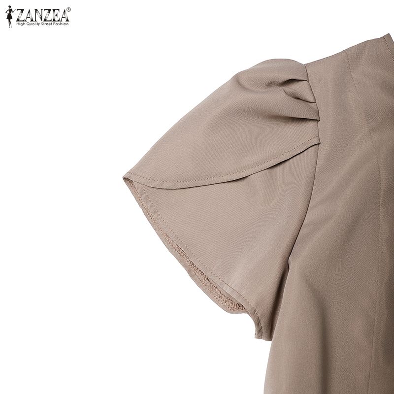 ZANZEA Lässiges Sommerkleid mit Rundhalsausschnitt und kurzen Ärmeln für Damen