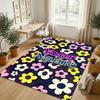 Floral Theme Soft Crystal Velvet Rug Custom Name & Text Print Non Slip Floor Rug for Bedroom Living Room