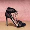 Mode 2025 Sommer Sexy Air Mesh Schnür-Damen Gladiatorsandalen Mode Peeptoe Stiletto Hohe Absätze Elegante Damen Bankett Partyschuhe