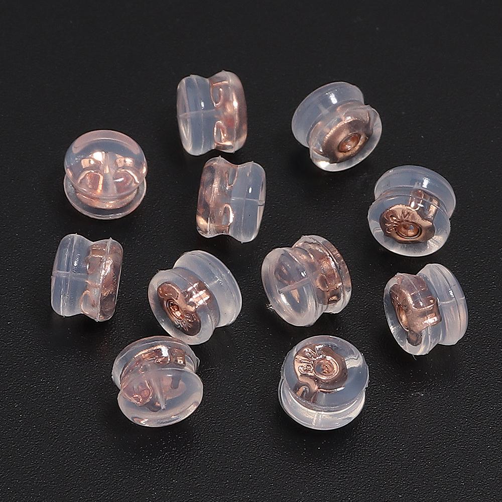 10pcs Silicone Rubber Ear Back Stoppers Hamburger Ear Plugs For Jewelry Making DIY 18K Gold Plated Brass Earring Filled Supplies