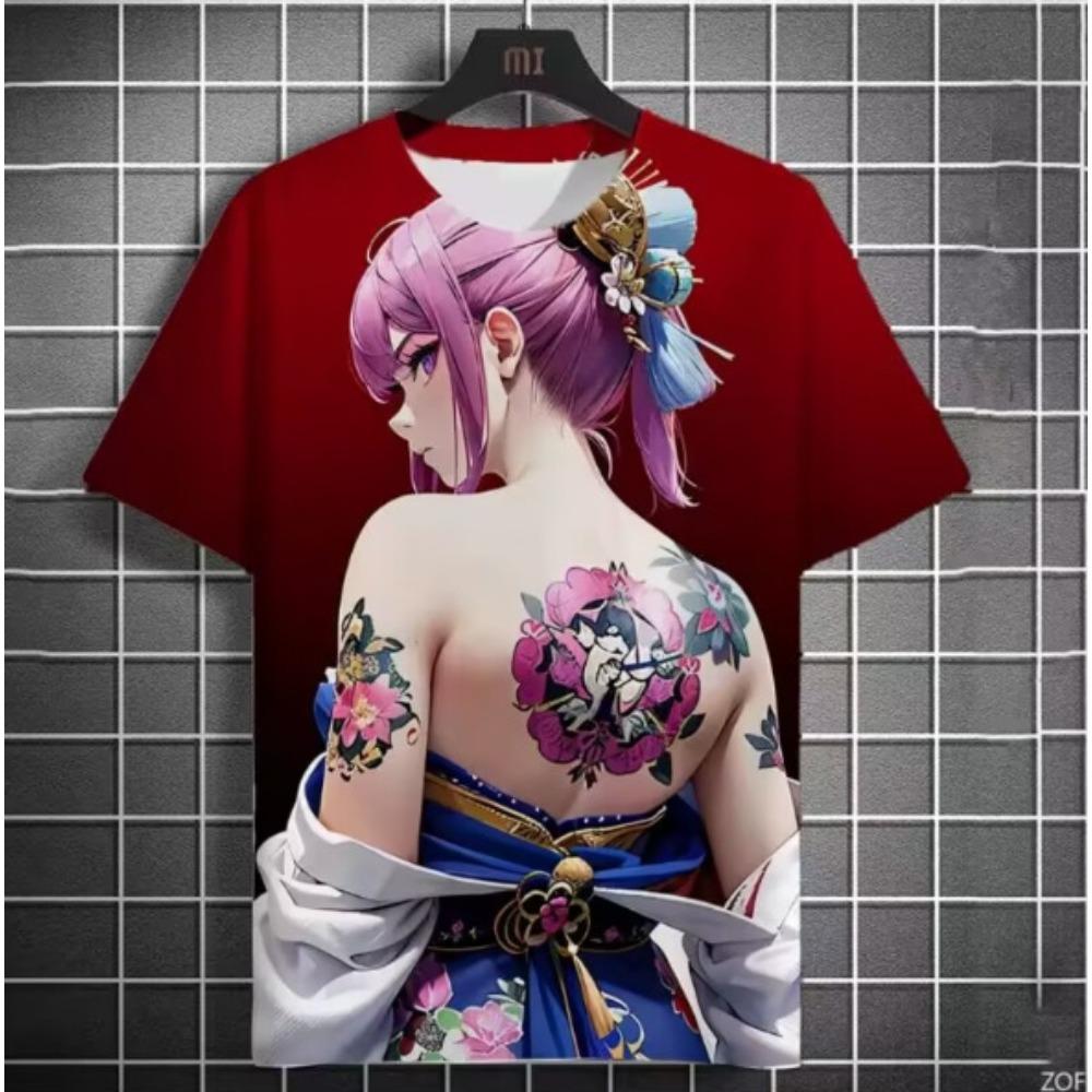 Japanese Geisha 3D Print T-Shirts Summer Men Women Casual Short Sleeve T Shirt Harajuku Tops Streetwear Tees Men's Clothing