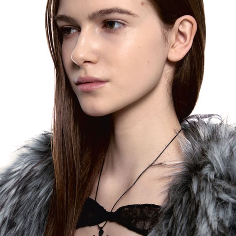 SENTIMENTS NO.475 [BLACK] KNOT CROSS LEATHER Necklace