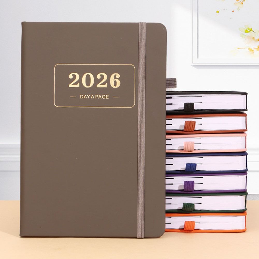 PU Leather 2026 Daily Planner 2026.1.1-2026.12.31 Calendar Book Portable Agenda Notepad  Office