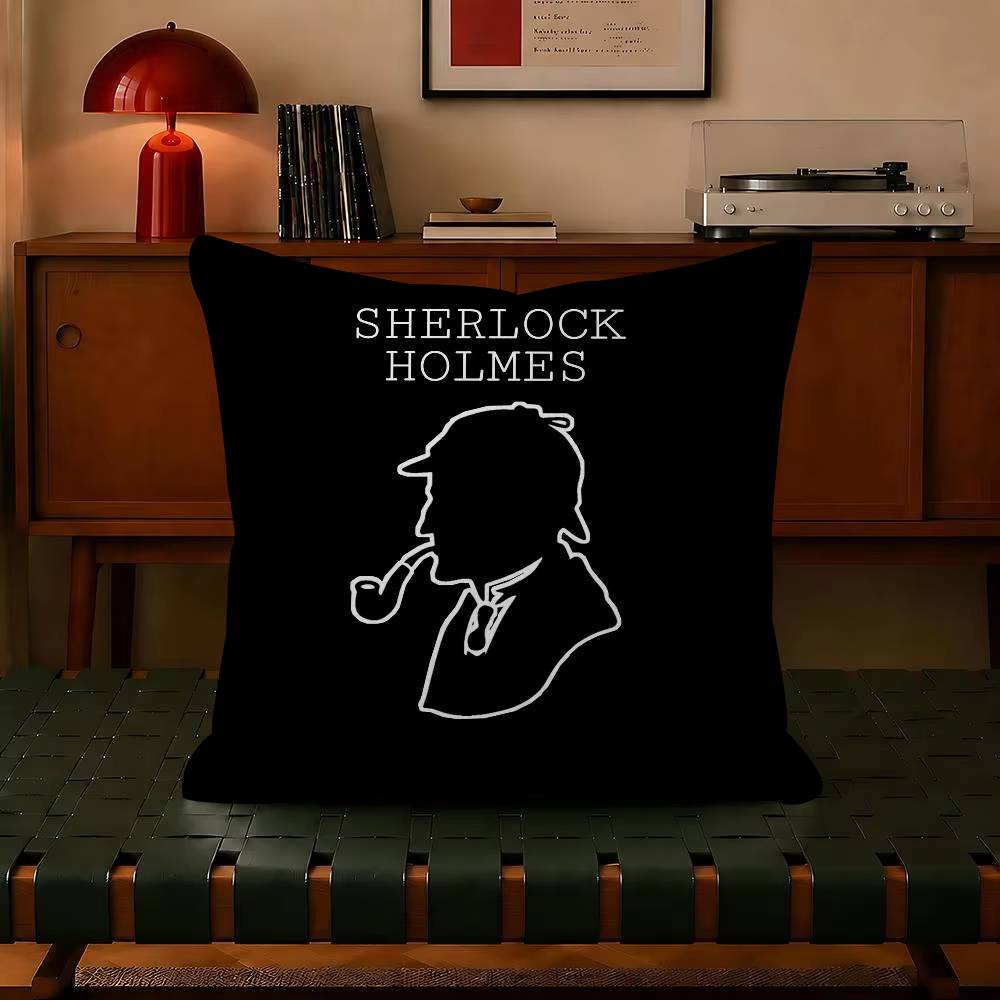 Literary Sherlock Holmes  Decorative Polyester Throw Pillow Cover Square Suitable for Home Office Coffee Shop Decor
