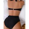 Women'S Bikini Set - Black V-Neck Swimsuit with Lace-Up Detail, High-Stretch Fabric, Perfect for Beach and Pool, Beach Swimsuit