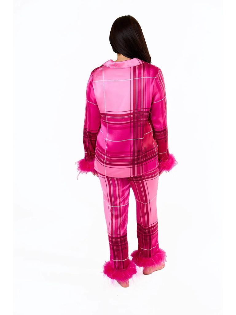 Świąteczny satynowy nadruk casualowy zestaw piżamowy dla Europy i Ameryki