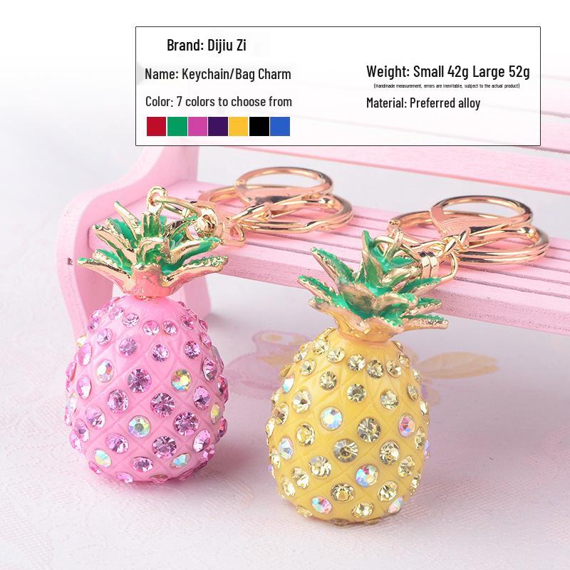 Mini Ananas Strass Nyckelring: Handgjort koreanskt berlock för damväskor