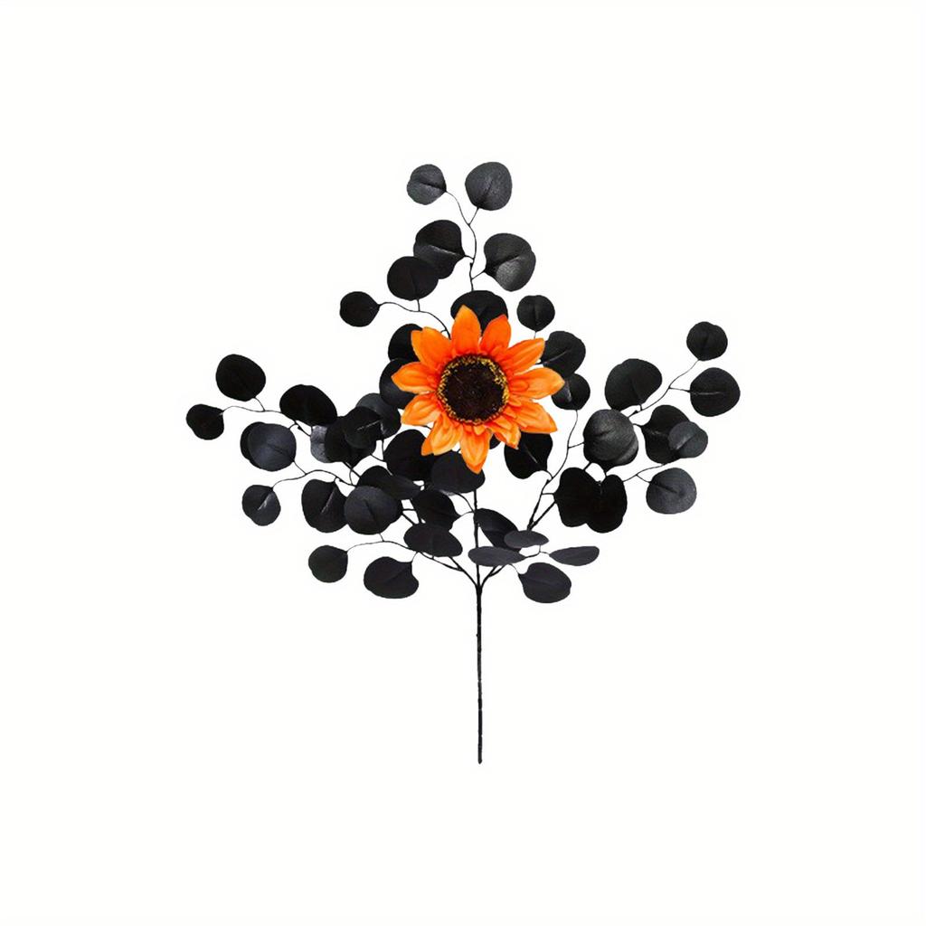 1Pc Simulation Christmas Egg Bouquet Rose Leaf Decorative Green Plant, Black Eucalyptus Fake Flowers