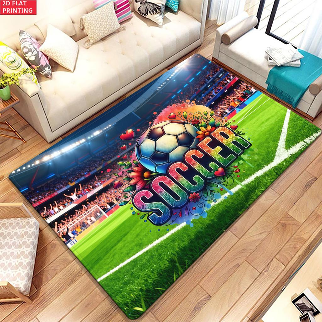 Soccer Star Swirl  Large Room Carpet Non Slip Cartoon Kids Bedroom Living Room Floor Mat Home Decor Children's Play Carpet