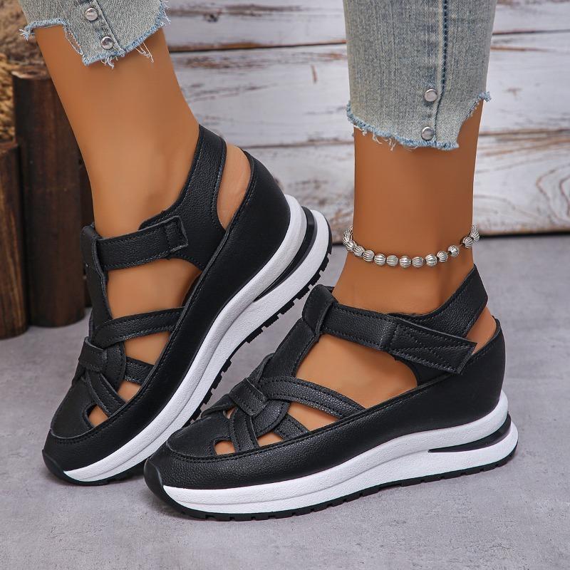Plus-size Women Wedge Roman Sandals Velcro Strap Platform Casual Summer Shoes