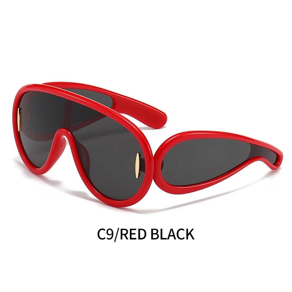 New Luxury  Wave Mask Sunglasses Women Fashion One Piece Sun Glasses For Men Oversized Oval Trending Sunglasses