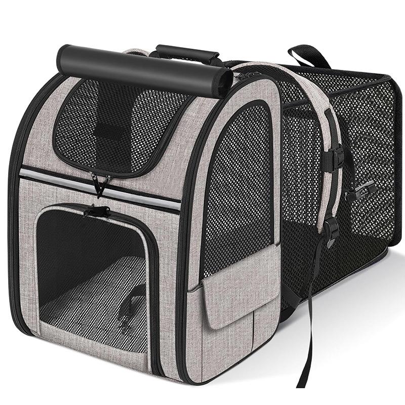Expandable Cat Backpack Carrier Breathable Mesh Travel Hiking Camping Pet Bag with Sunshade Cover Portable Space