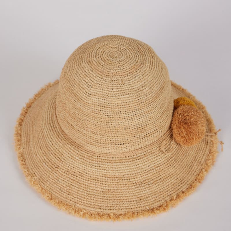 

LALA Natural Raffia Pom Pom Hat FREE