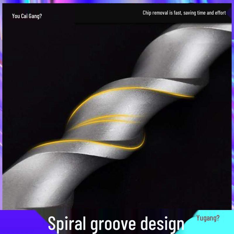 Punta per Martello Perforatore a Impatto Estesa, Codolo Cilindrico, Doppia Elica e Scanalature, Codolo Quadrato, per Muri in Calcestruzzo e Cemento