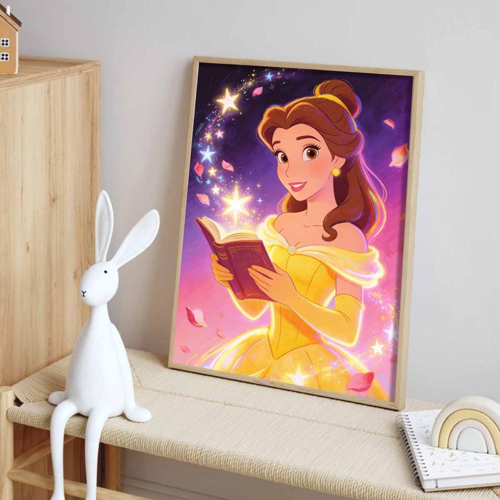 Disney 5D DIY All Diamond Art Painting Kit Belle Reading Book Magic Home Decor Gift
