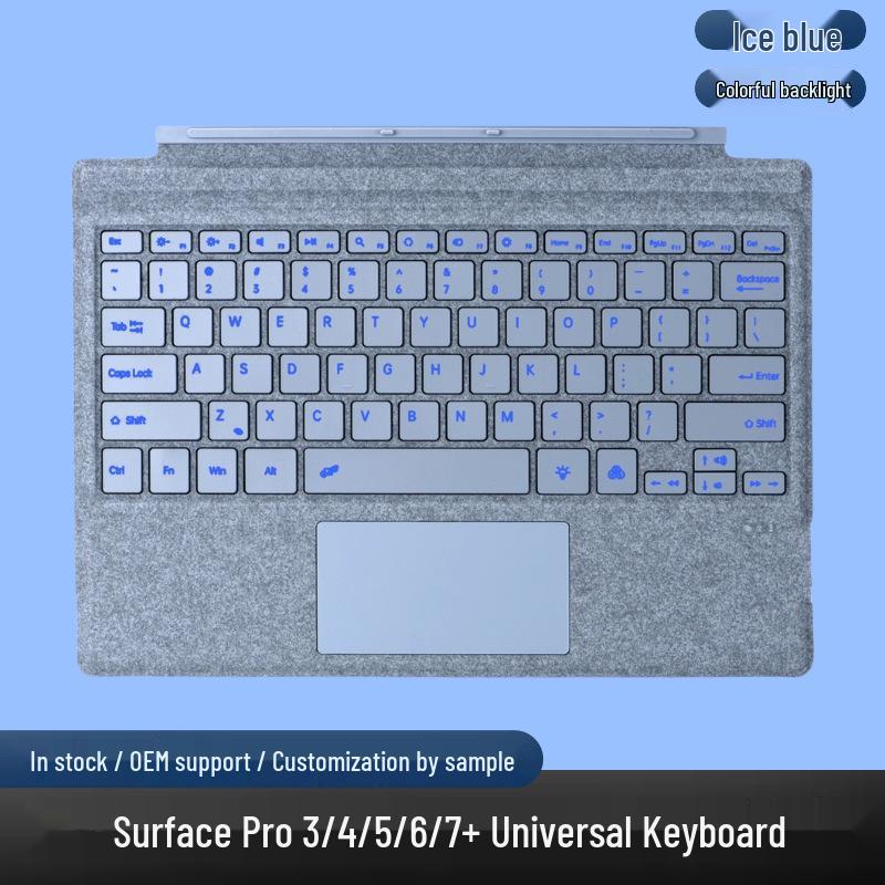 Microsoft Surface Pro Series Thin Light Bluetooth Magnetic Keyboard with Colorful Backlight