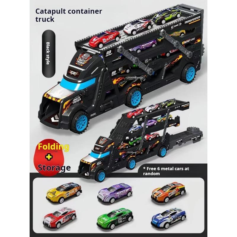 Large Kid Truck Deformation Transporter Car Toys Models Educational Model Folding Track Racing Vehicle Boys Girls Birthday Gift