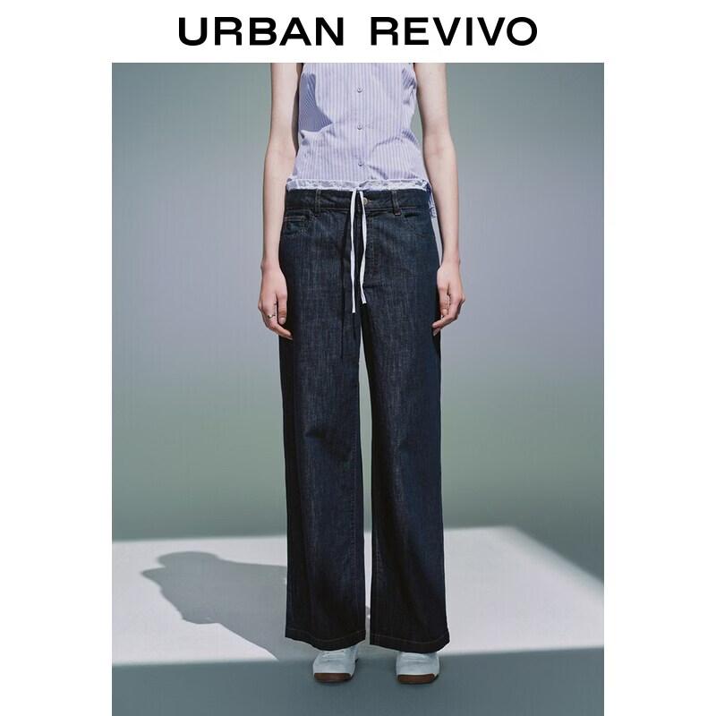 UR2026 Women s Urban Patchwork Drawstring Denim Jeans 29