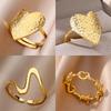Stainless Steel Heart Rings For Women Gold Open Geometric Ring Trending Luxury Wedding Aesthetic Fashion Jewelry
